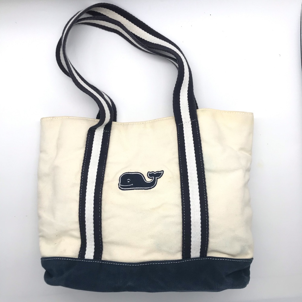Bag Whale Blue and Cream Canvas Tote